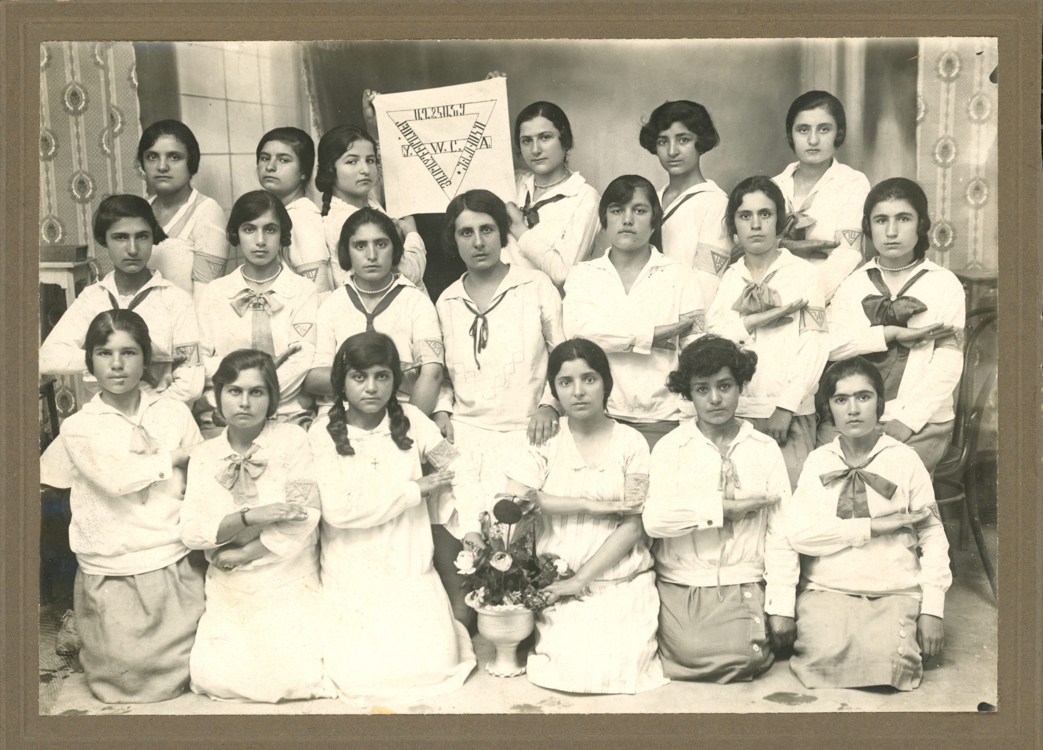 Archival photo of Armenian YWCA group in Beirut in 1927